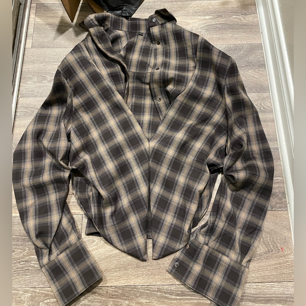 KWAME ADUSEI Kafra Top Brown Plaid Top - Picture 4 of 9